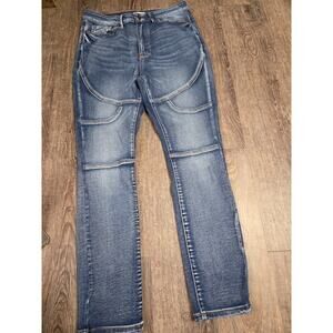 BLUE TURTLE Seamed High Rise Skinny Jean Medium Blue Stretch Size 13